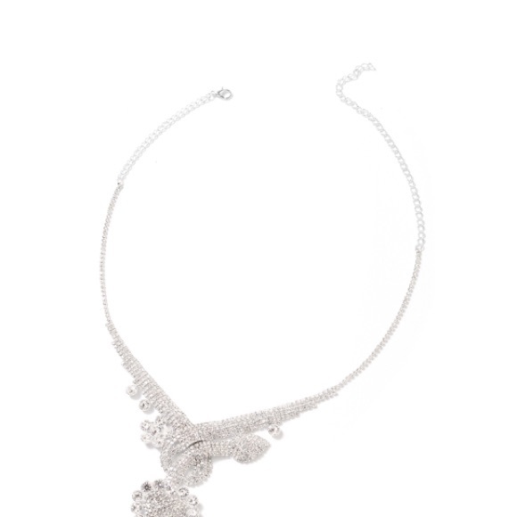 White Austrian Crystal Earrings and Statement Necklace - Picture 2 of 6